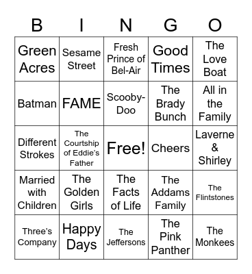 Theme Song BINGO Card