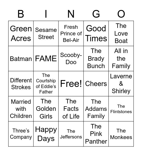 Theme Song BINGO Card