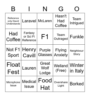 Jeremyisms Bingo Card