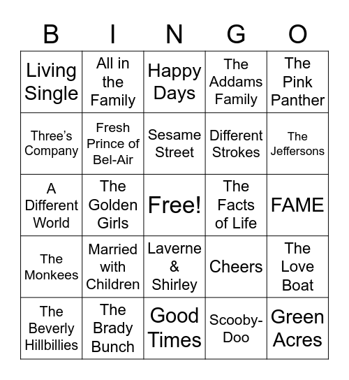 Theme Song BINGO Card