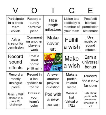VoiceTeam 2022 Bingo Card