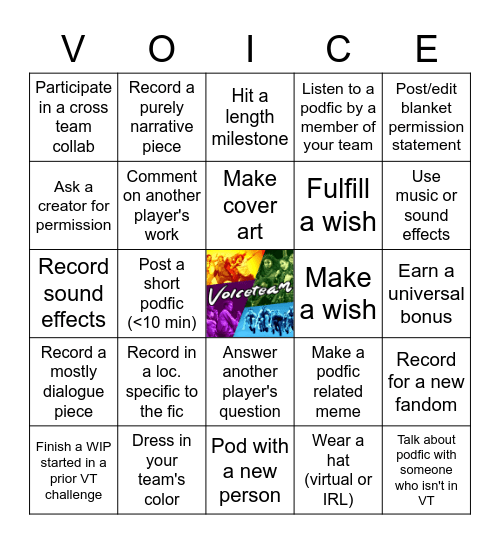 VoiceTeam 2022 Bingo Card