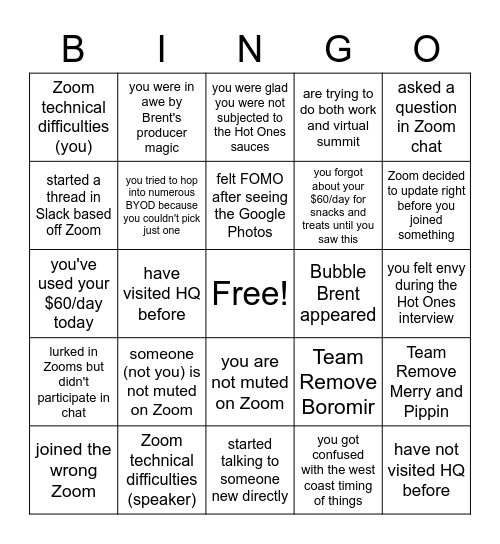 DevNet Summit - Remoties Bingo Card