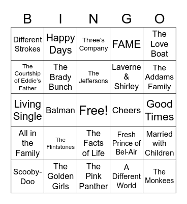 Theme Song BINGO Card