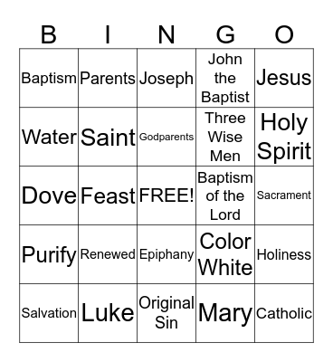 St. Peter Youth Bingo Card