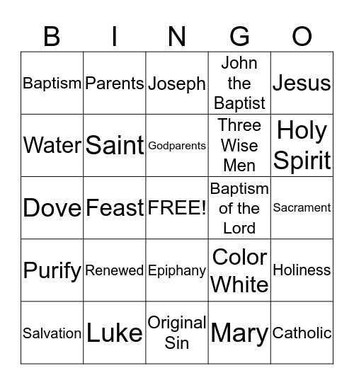 St. Peter Youth Bingo Card