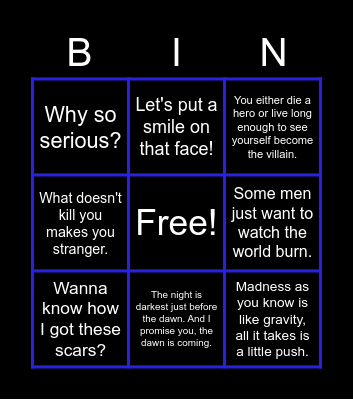 Batman Bingo Card