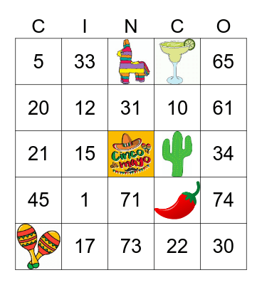 Cinco De Mayo Bingo Card