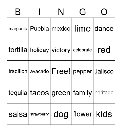 WERG Cinco de Mayo Happy Hour BINGO! Bingo Card
