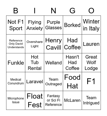 Jeremy-isms Bingo Card