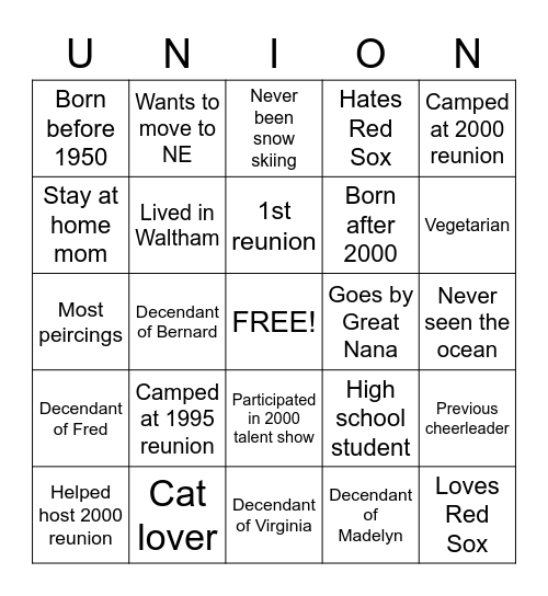 Get To Know You BINGO Card