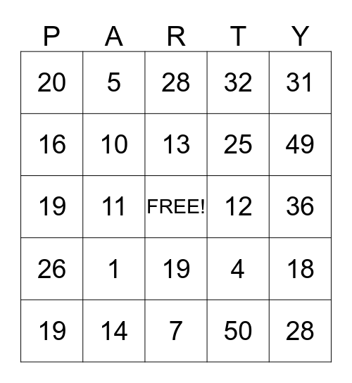 BIRTHDAY BINGO Card