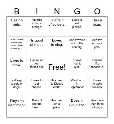 Find someone who ... Bingo Card