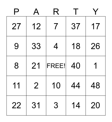 BIRTHDAY BINGO Card