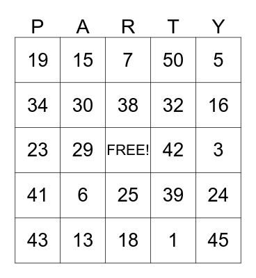 BIRTHDAY BINGO Card