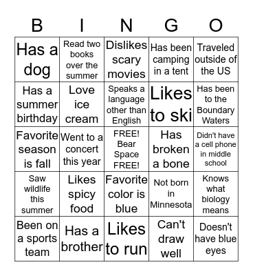 Find someone who... Bingo Card