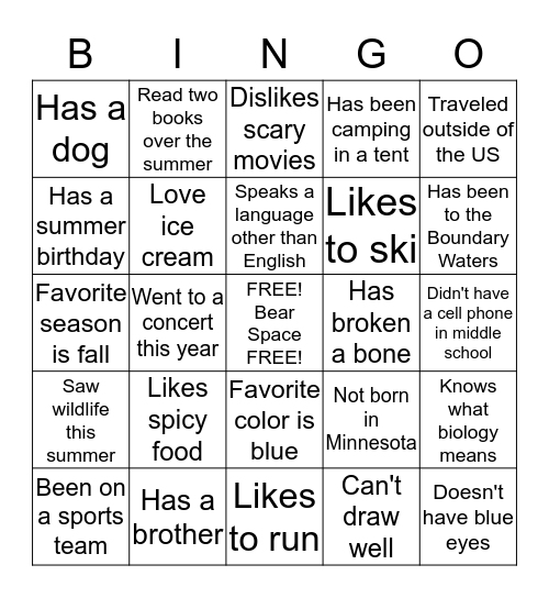 Find someone who... Bingo Card