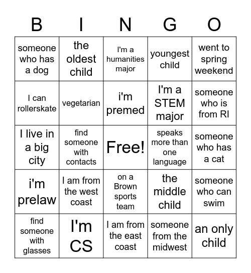 Mingle Bingo! Bingo Card