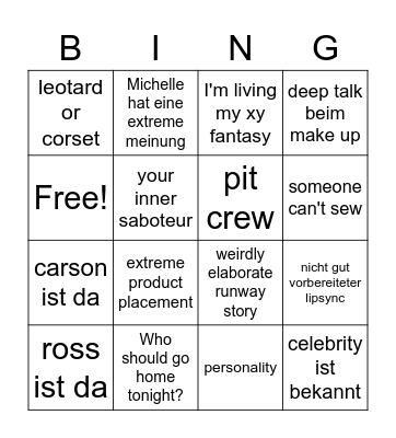 RuPaul Bingo Card