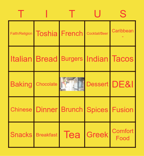 Cooking Up Culture Bingo Card