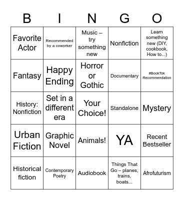 2022 READ, WATCH, LISTEN CHALLENGE Bingo Card