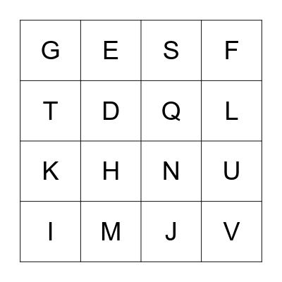 Letters Bingo Card
