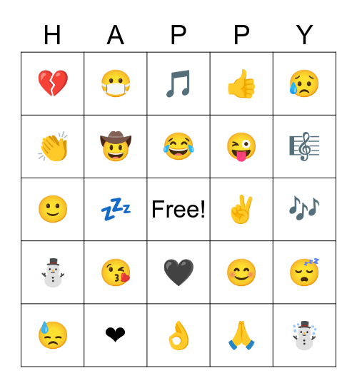 Emojis👌🖤✌ Bingo Card