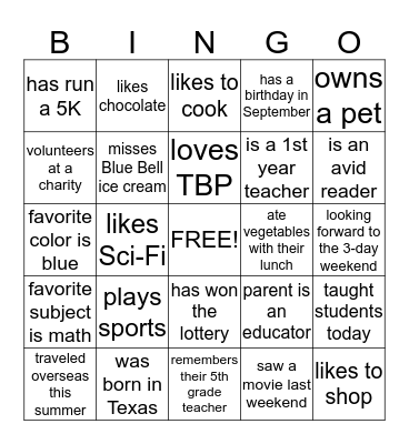 Untitled Bingo Card