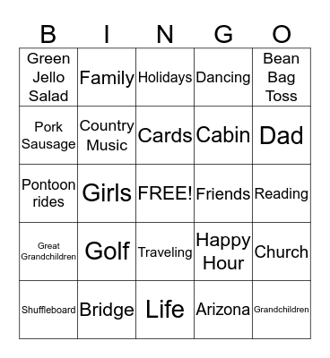 Gma's 80th birthday bingo Card
