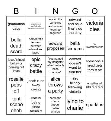 twilight 3 Bingo Card