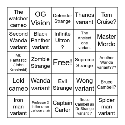 DR STRANGE 2 ! Bingo Card