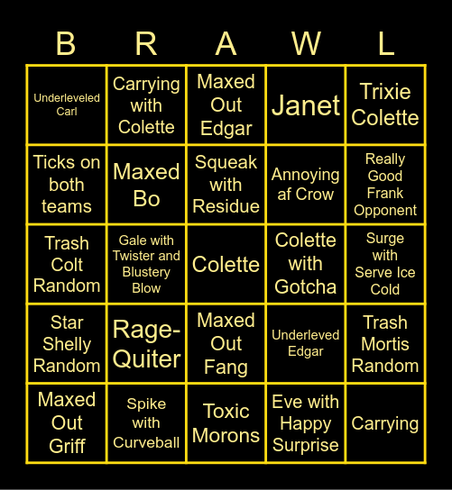 Brawl Stars Randoms Bingo Card