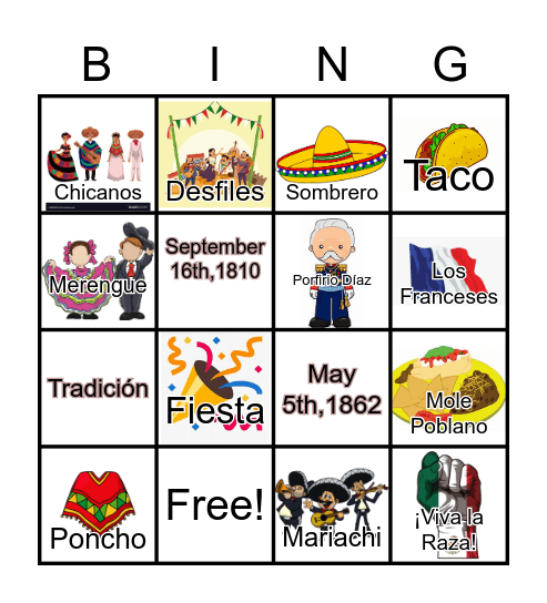 Cinco De Mayo! Bingo Card