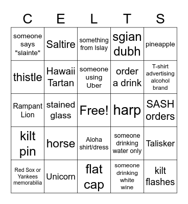 SASH PUB CRAWL Bingo/Scavenger Hunt Bingo Card