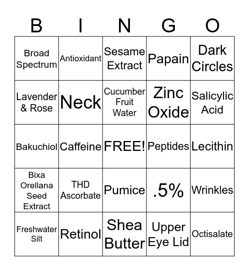REVINGO! Bingo Card