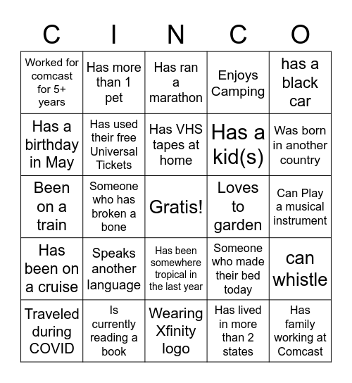Woman's Network Get to Know You! Bingo Card