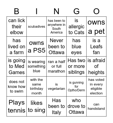 Find someone who... Bingo Card