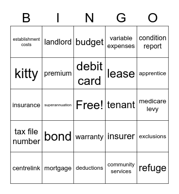 Towards Independence Bingo Card