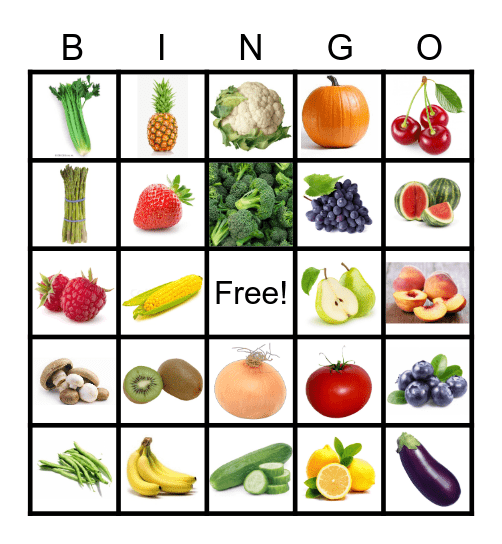 Fruits & Veggies Bingo Card