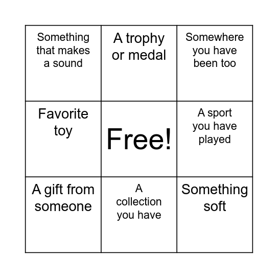 SHOW AND TELL BINGO Card