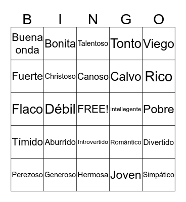 Spanish 2  Bingo Card