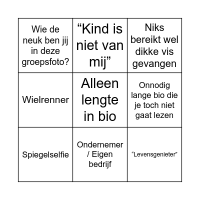 Tinder Bingo 7-5-2022 Bingo Card