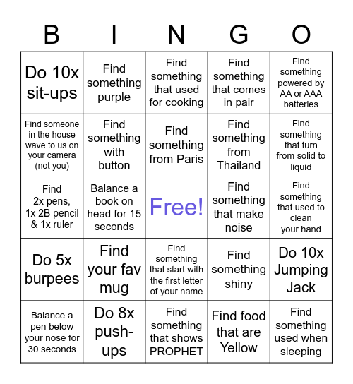 PROPHET BINGO HUNT! Bingo Card