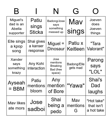 Wuanjick Bingo Card