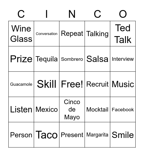 Cinco Bingo Card