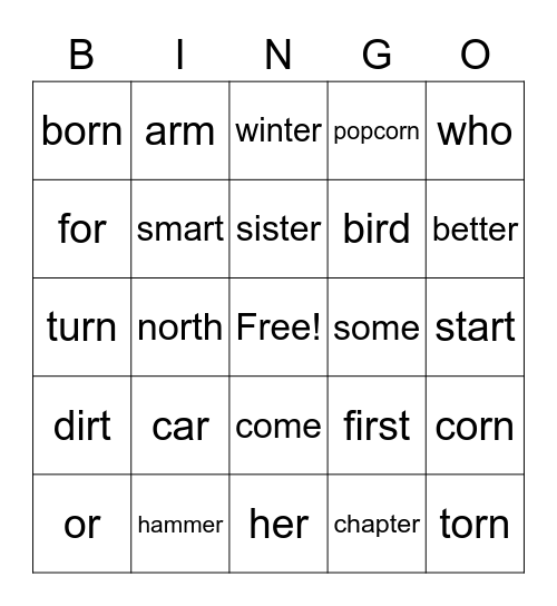 R-Controll Bingo Card