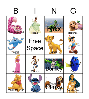 Disney characters Bingo Card