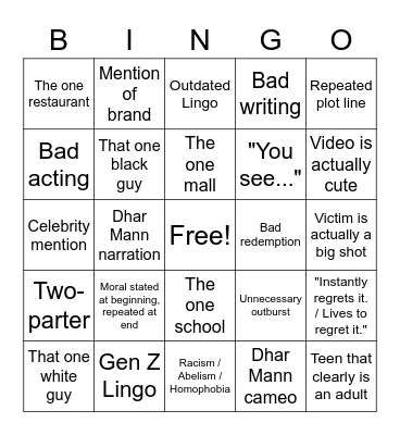 Dhar Mann Bingo Card