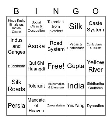 WHI.4 SOL Review Bingo Card