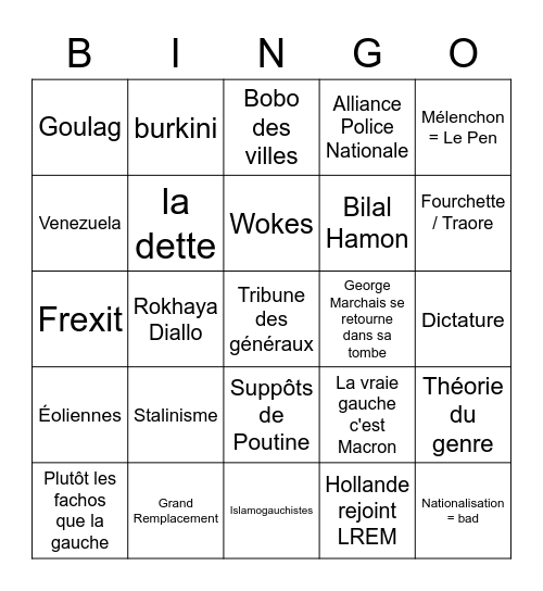 NUPES Le bingo Card
